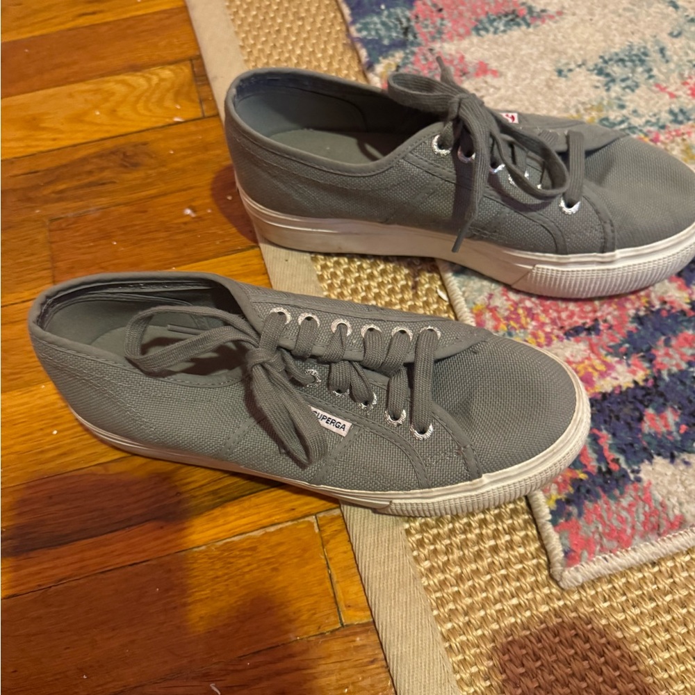 Superga Women's Gray Sneakers - Size 39 - US Size 8